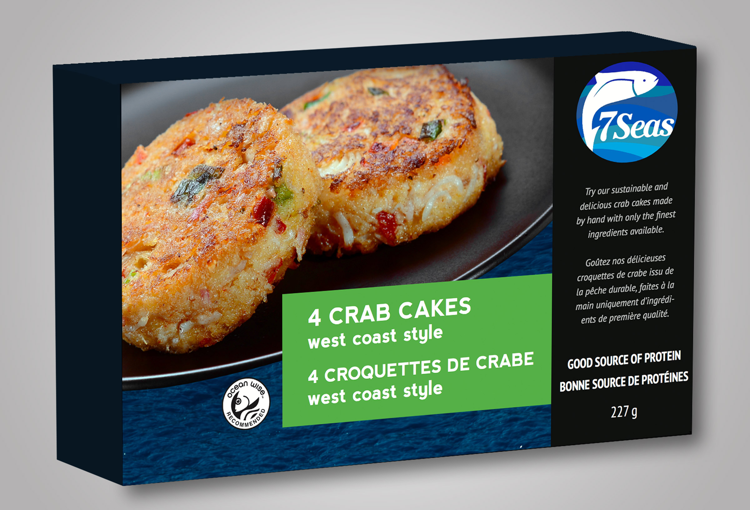 7 Seas West Coast Crab Cakes packaging design