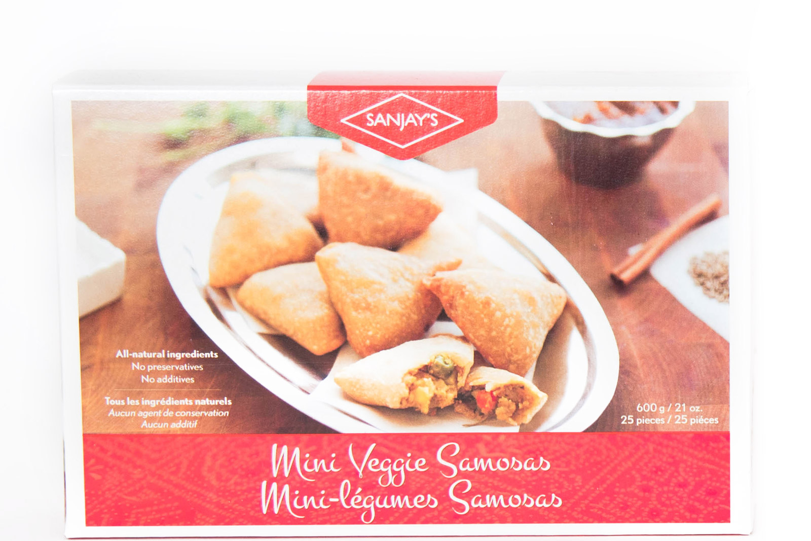 Sanjay's Foods samosa packaging