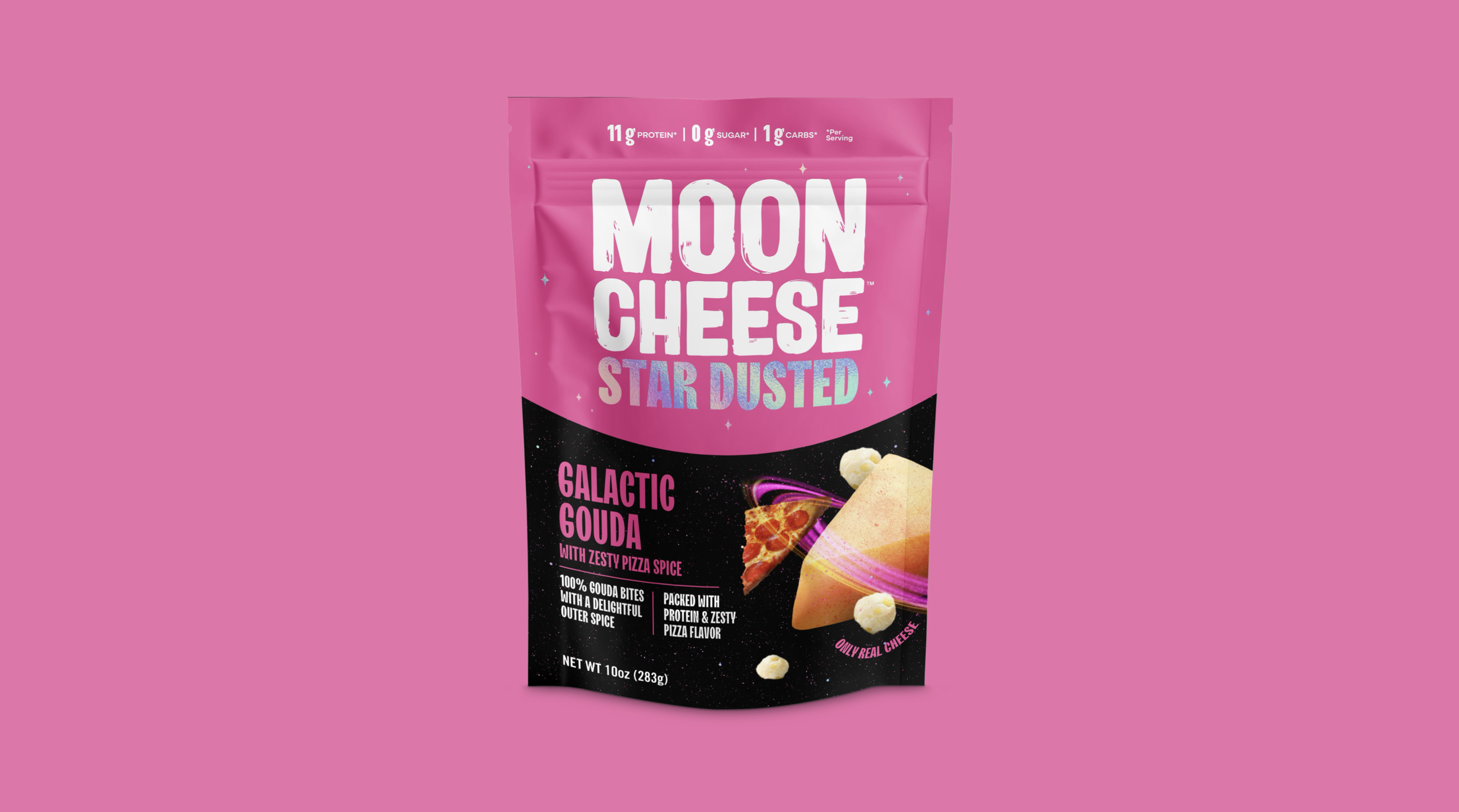 Moon Cheese Star Dusted Galactic Gouda with Zesty Pizza Spice flavor